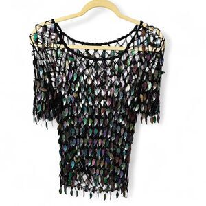 Vintage Crochet Sequin Top